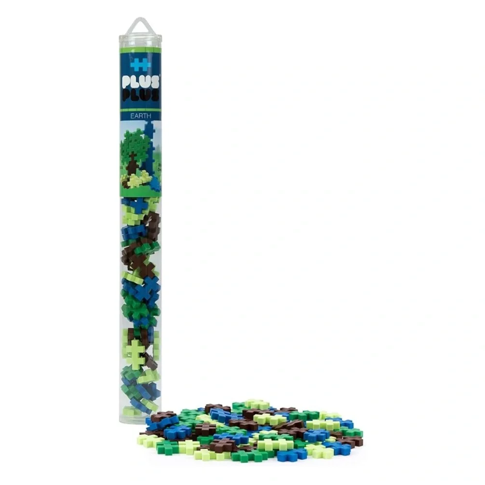Plus Plus 70 Piece Interlocking Building Blocks for kids, Earth Mix Play Tube